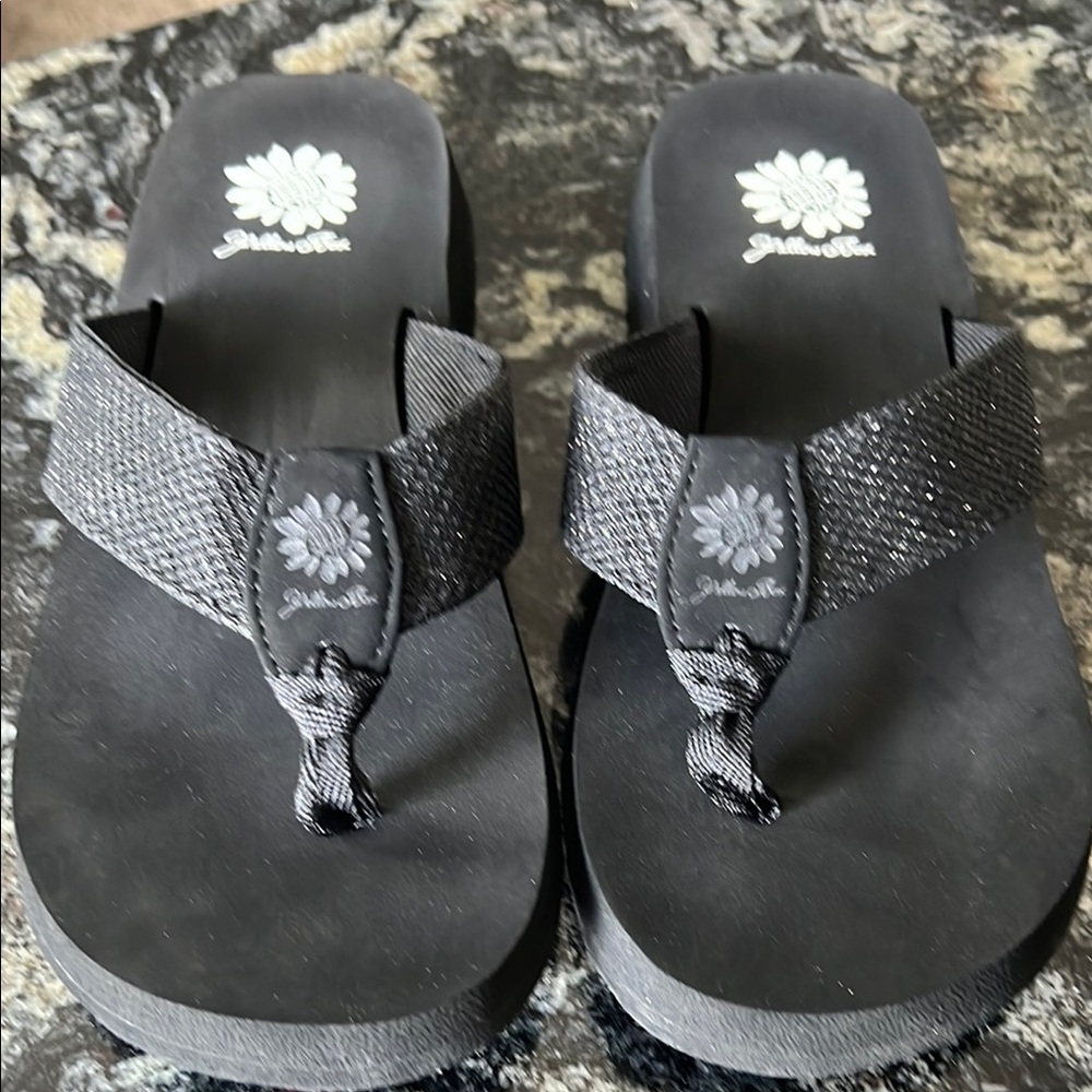 Yellow Box Black Sandals